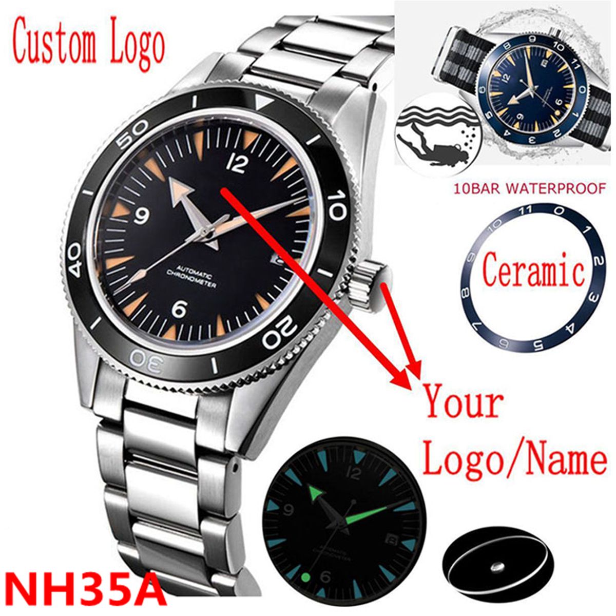 Luxury Ceramic Watch - Часы с механизмом NH35 с индивидуальным