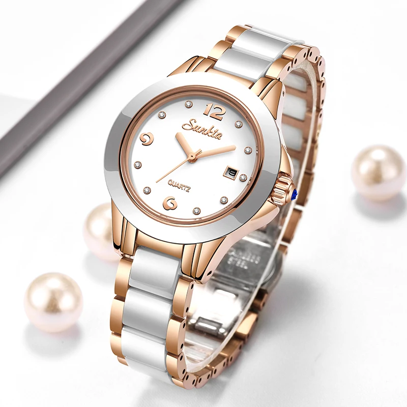 Luxury Ceramic Watch - Sunkta модные повседневные кварцевые женские часы