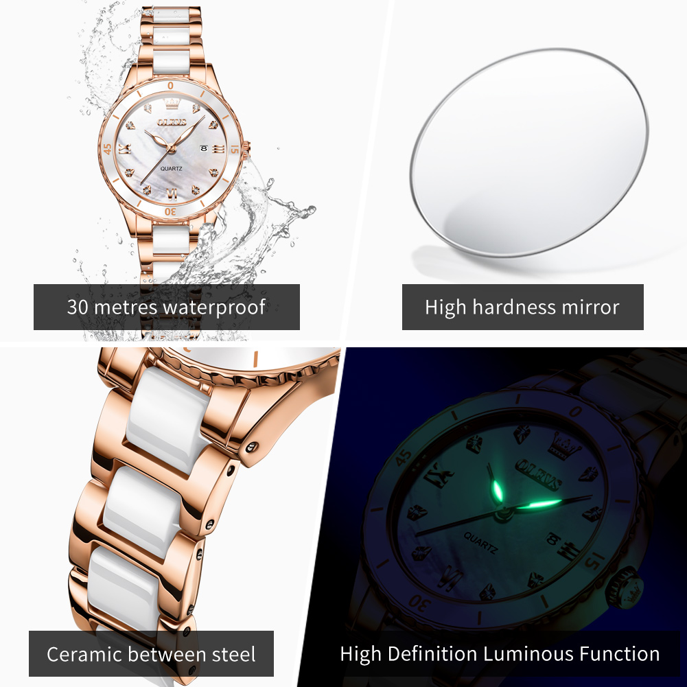 OLEVS 9985 Кварцевые часы для  – обзор и цена Luxury Ceramic Watch