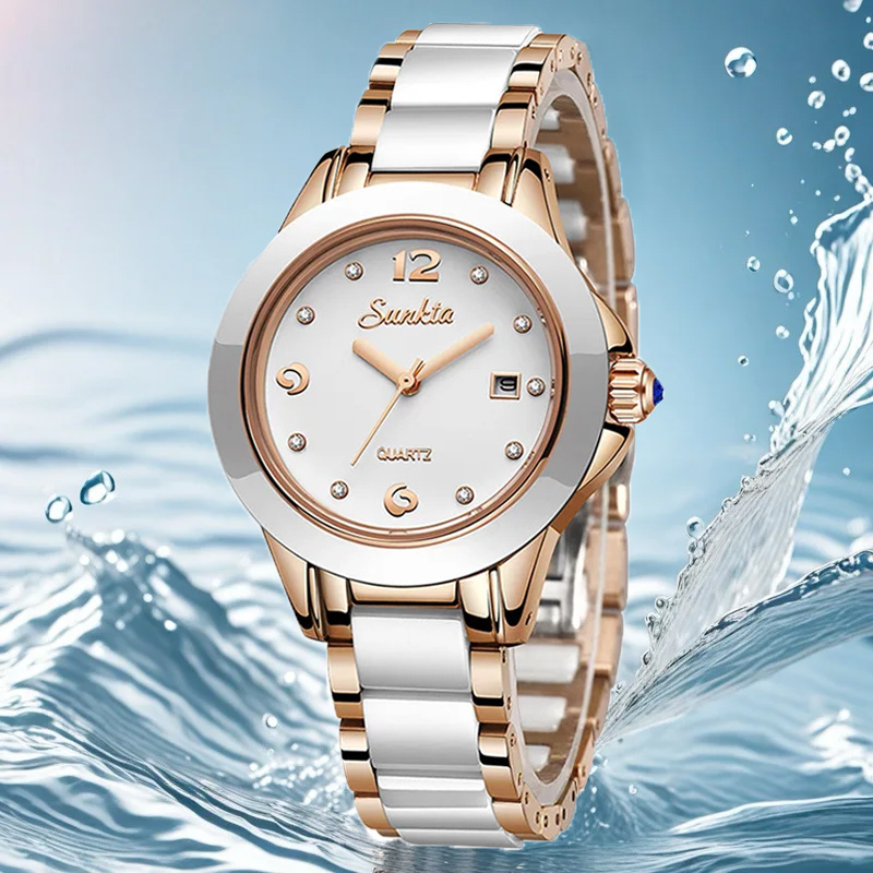 Sunkta модные повседневные ква – обзор и цена Luxury Ceramic Watch