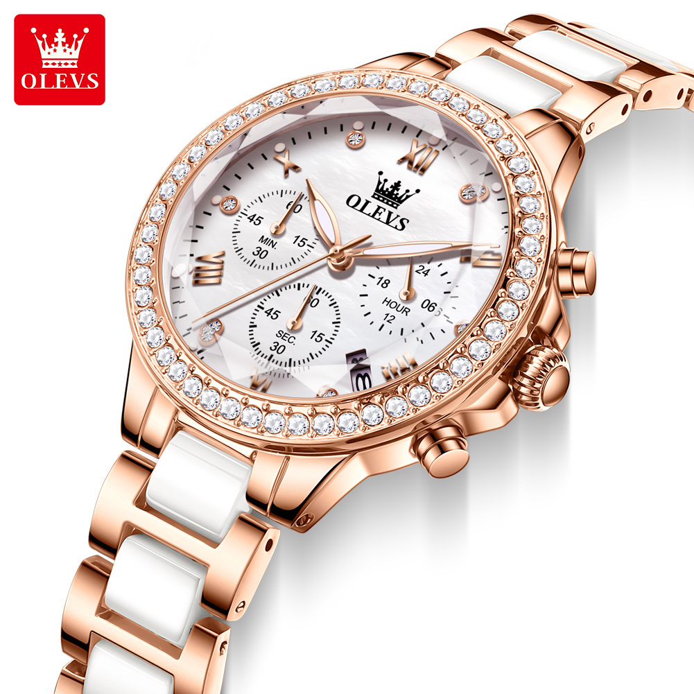 OLEVS 9999 Женские кварцевые ч – обзор и цена Luxury Ceramic Watch