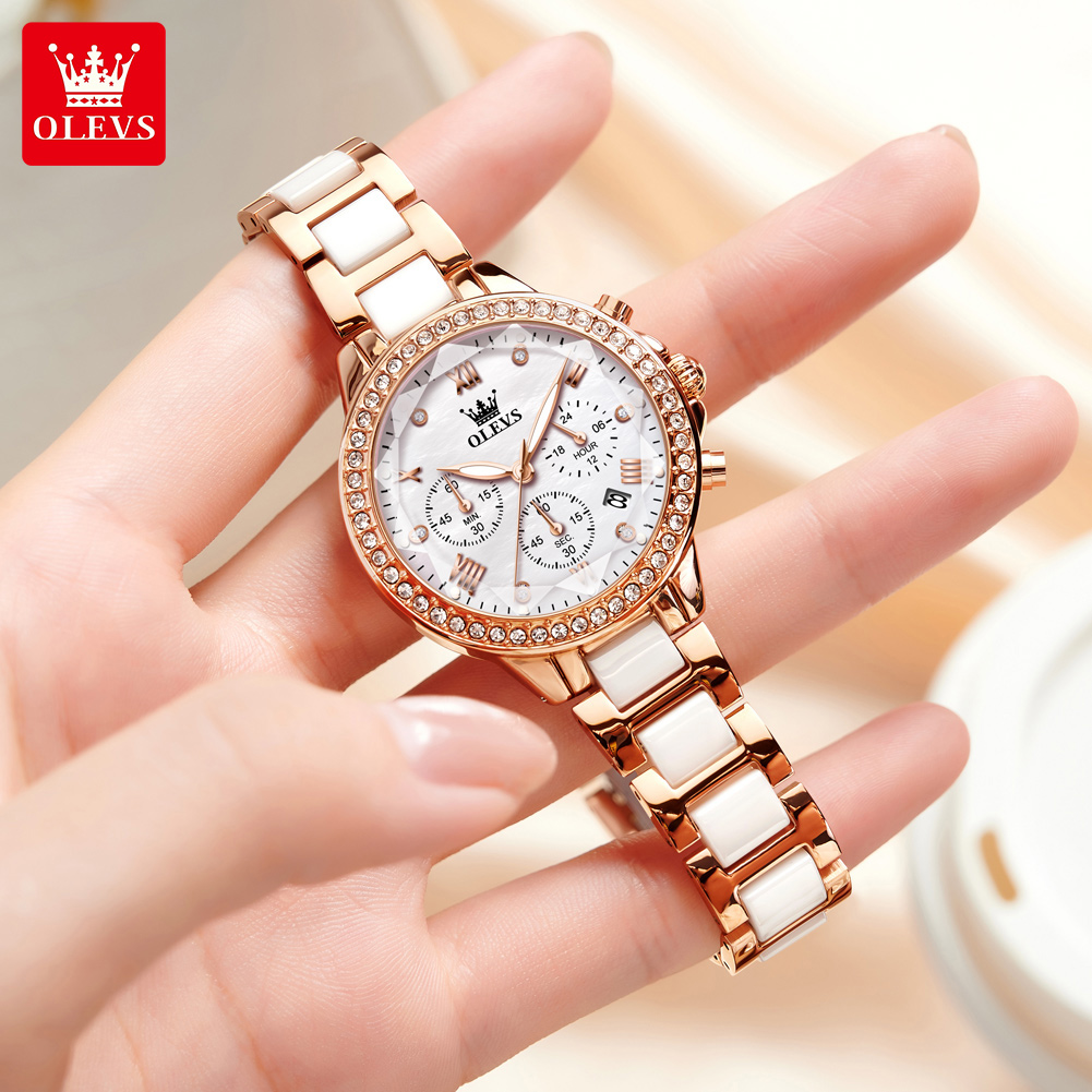 OLEVS 9999 Женские кварцевые ч – обзор и цена Luxury Ceramic Watch