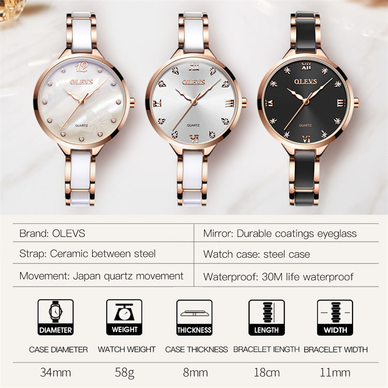 OLEVS новые модные женские ква – обзор и цена Luxury Ceramic Watch
